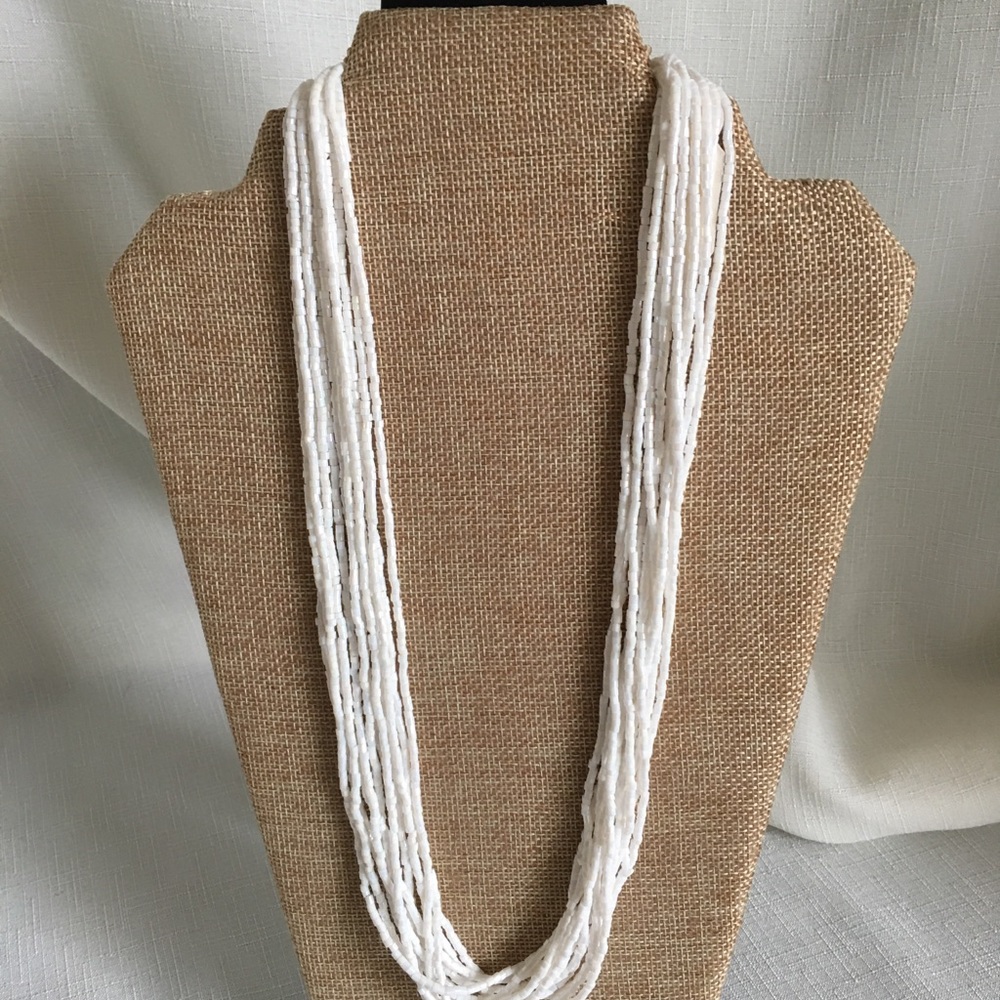 Bijoux Terner White 12 Strand Seed Bead Necklace